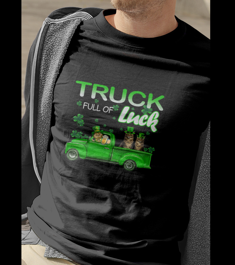 TRUCK Full Of Luck Maine Coon Cat Leprechaun T-Shirt