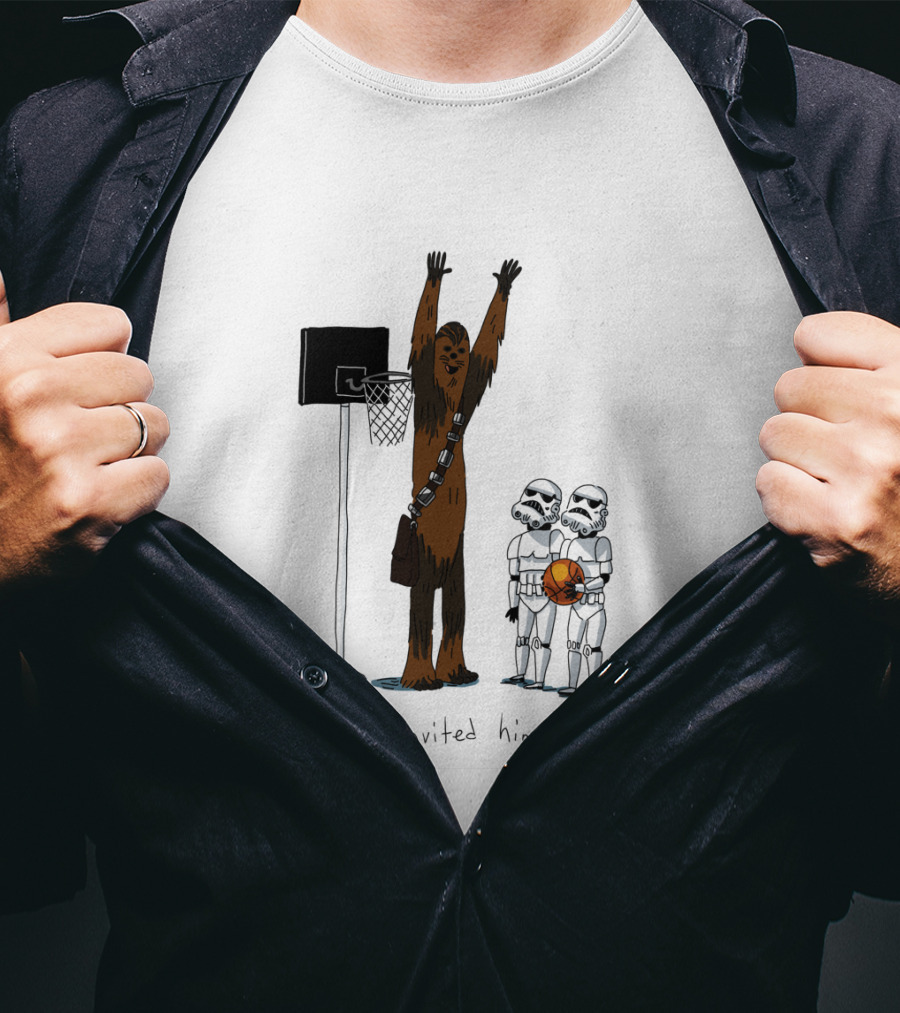 Chewbacca Playing Basketball With Stormtroopers Who Invited Him T-Shirt