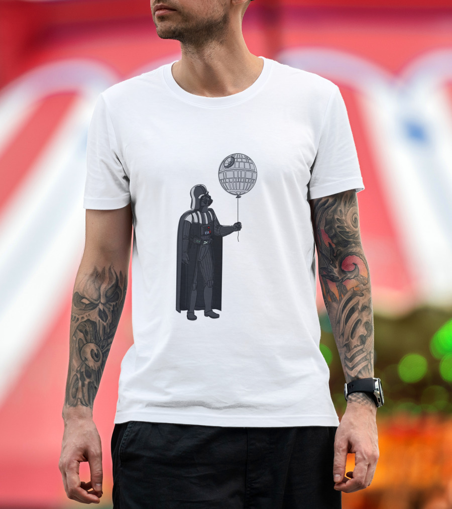 Darth Vader Holding Death Star Shaped Balloon T-Shirt