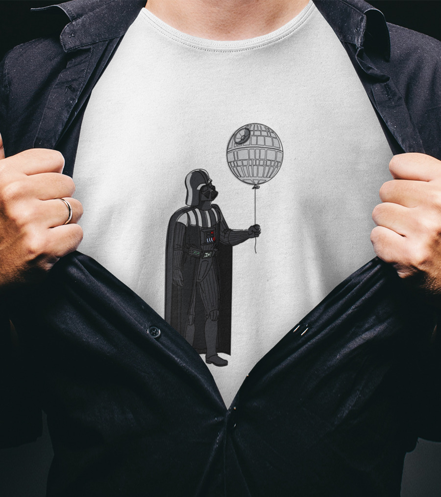 Darth Vader Holding Death Star Shaped Balloon T-Shirt