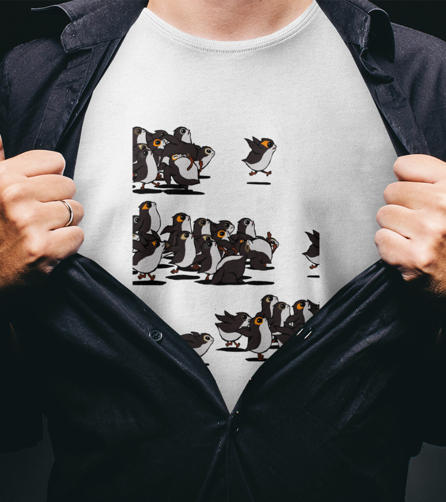 Flock Of Porgs Follow The Leader Star Wars Inspired Porg Fan T-Shirt
