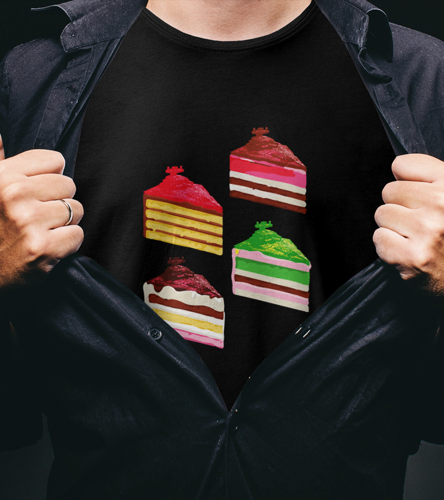 Imperial Star Destroyer Cake Slices Colorful Dessert Quartet T-Shirt