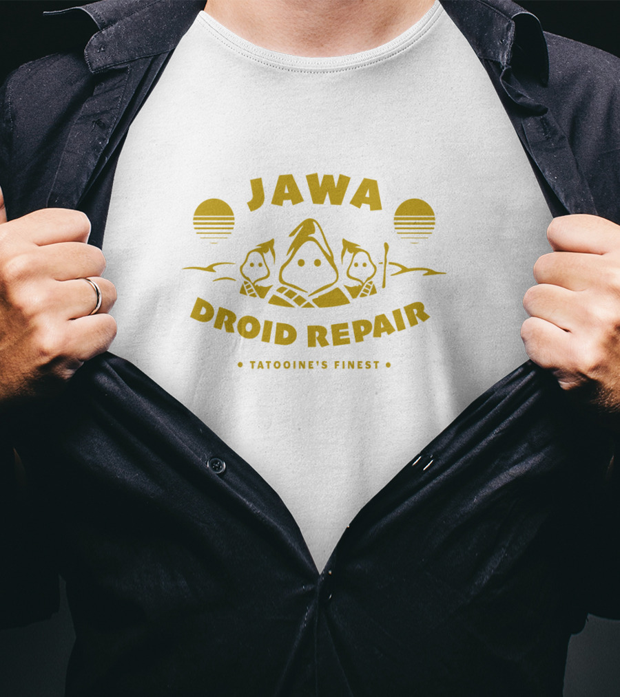 Jawa Droid Repair Tatooine's Finest Star Wars Graphics Suns Desert Icons T-Shirt