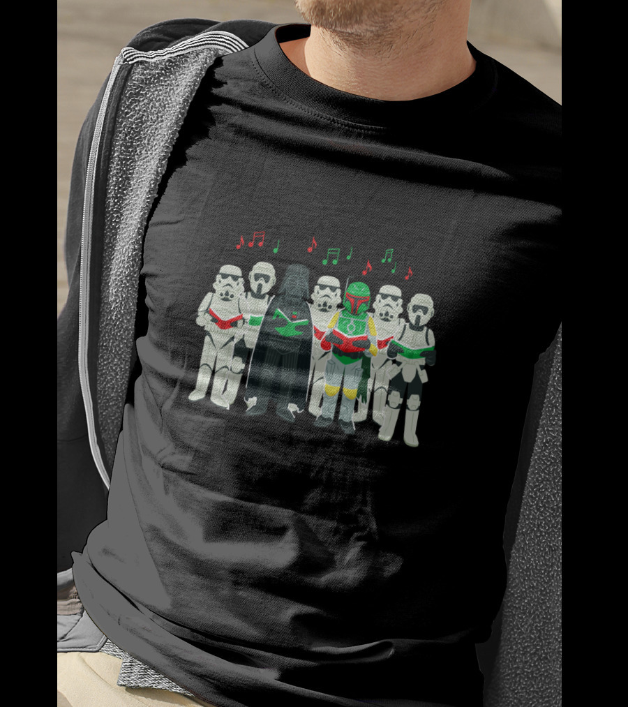 Star Wars Darth Vader And Stormtroopers Sithmas Choir Holiday Caroling T-Shirt