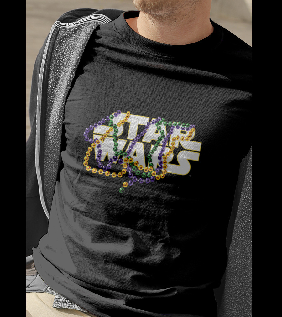 Star Wars Mardi Gras Style Gold Purple Green Beads T-Shirt