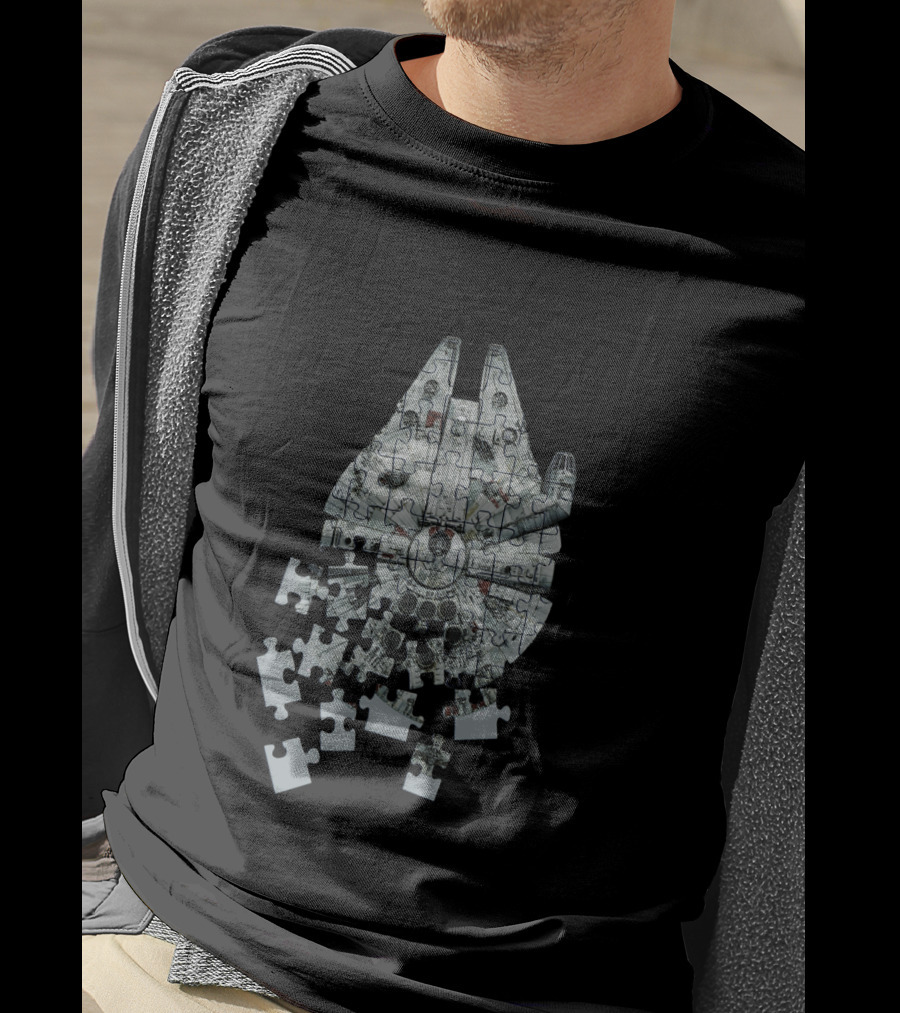 Star Wars Millennium Falcon Puzzle Spaceship Assembly T-Shirt