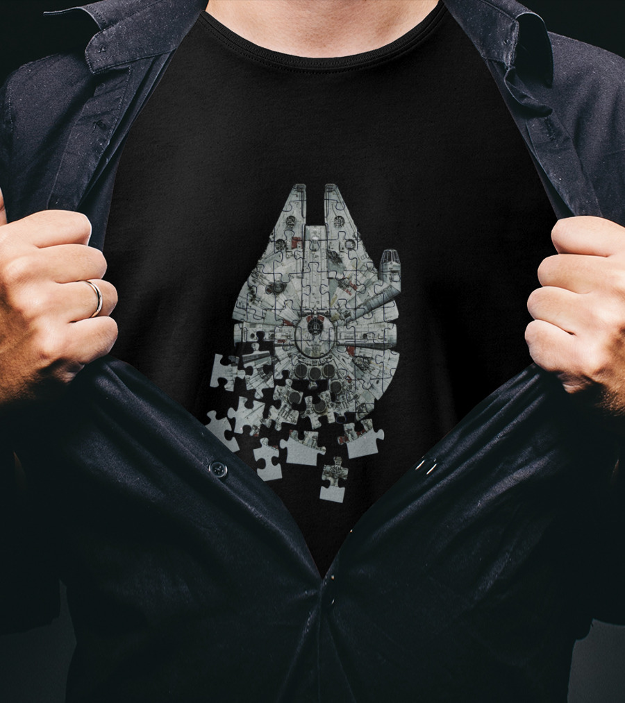 Star Wars Millennium Falcon Puzzle Spaceship Assembly T-Shirt