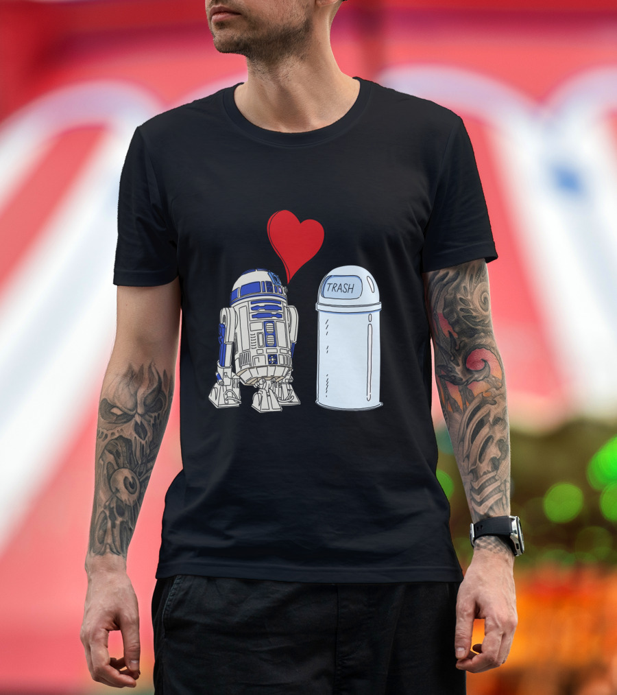 Star Wars R2 D2 Heart Trash Can Love T-Shirt