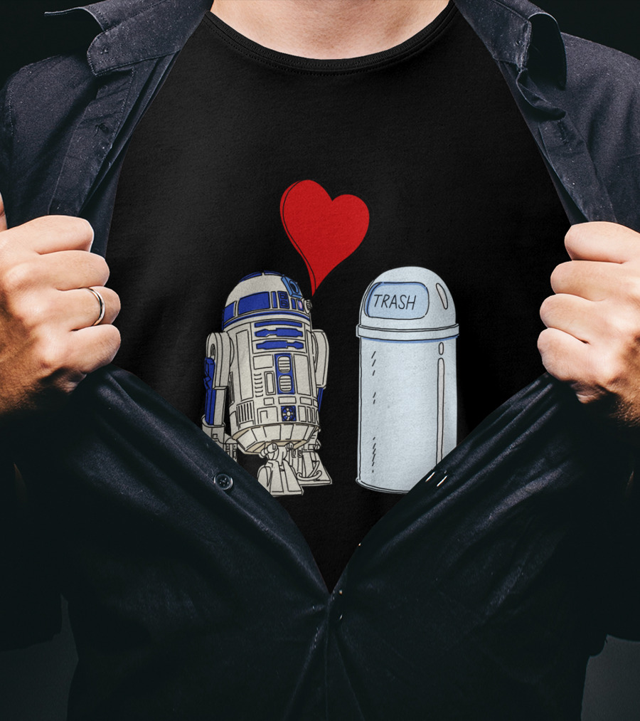 Star Wars R2 D2 Heart Trash Can Love T-Shirt