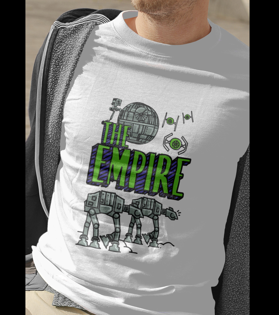 Star Wars The Empire Death Star And AT-AT Walkers Doodle T-Shirt
