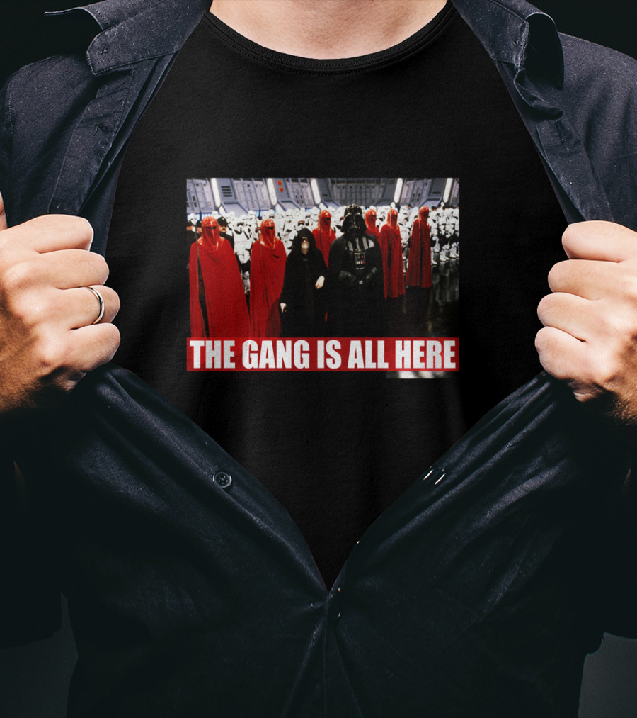 Star Wars The Gang Is All Here Vader Emperor Stormtroopers Red Guards T-Shirt