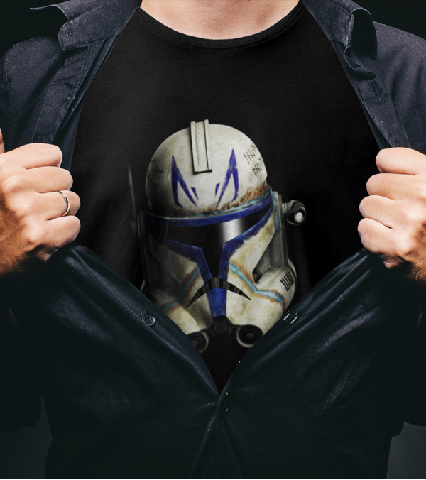 The Clone Wars Captain Rex Helmet Big Face Star Wars T-Shirt
