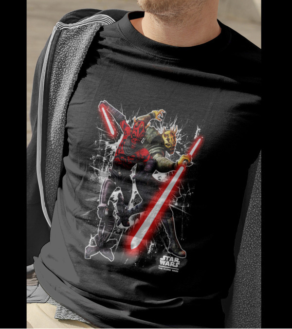 Star Wars The Clone Wars Darth Maul And Savage Opress Lightsaber Battle T-Shirt