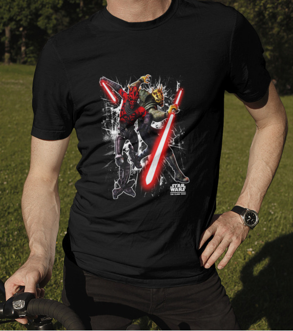 Star Wars The Clone Wars Darth Maul And Savage Opress Lightsaber Battle T-Shirt