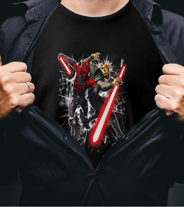 Star Wars The Clone Wars Darth Maul And Savage Opress Lightsaber Battle T-Shirt