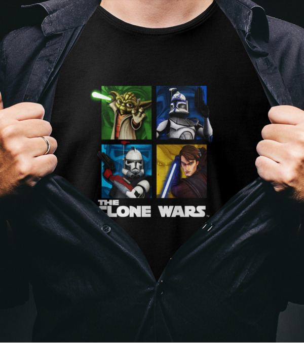 The Clone Wars Group Shot Yoda Anakin Clone Troopers Box Up T-Shirt