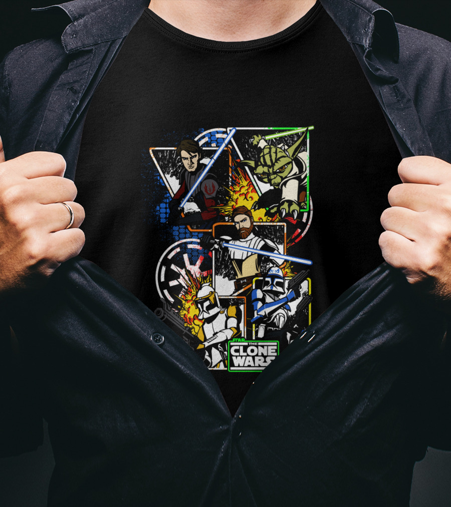 Star Wars The Clone Wars Jedi And Troopers Comic Panels T-Shirt