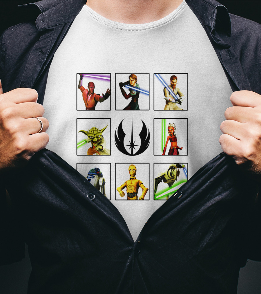 Star Wars The Clone Wars Jedi Rebels Character Box Grid T-Shirt