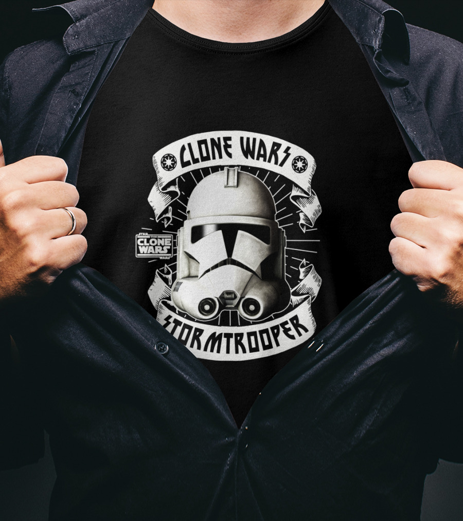 Clone Wars Stormtrooper Helmet Banners Star Wars Badges T-Shirt