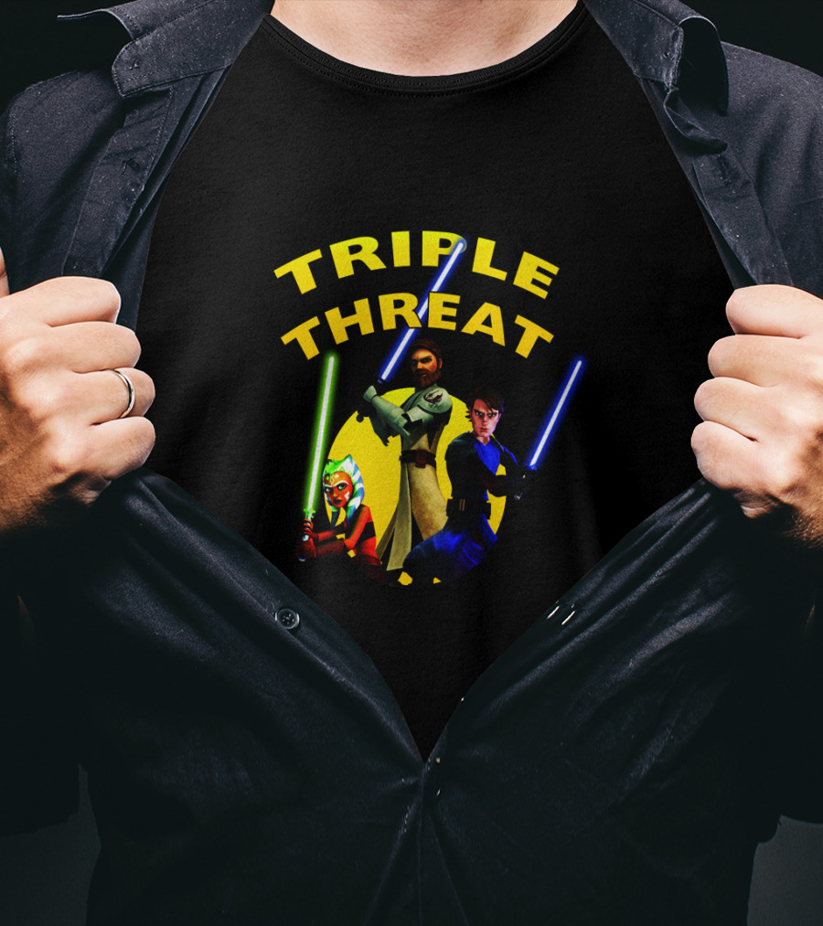 Star Wars The Clone Wars Jedi Trio Triple Threat T-Shirt