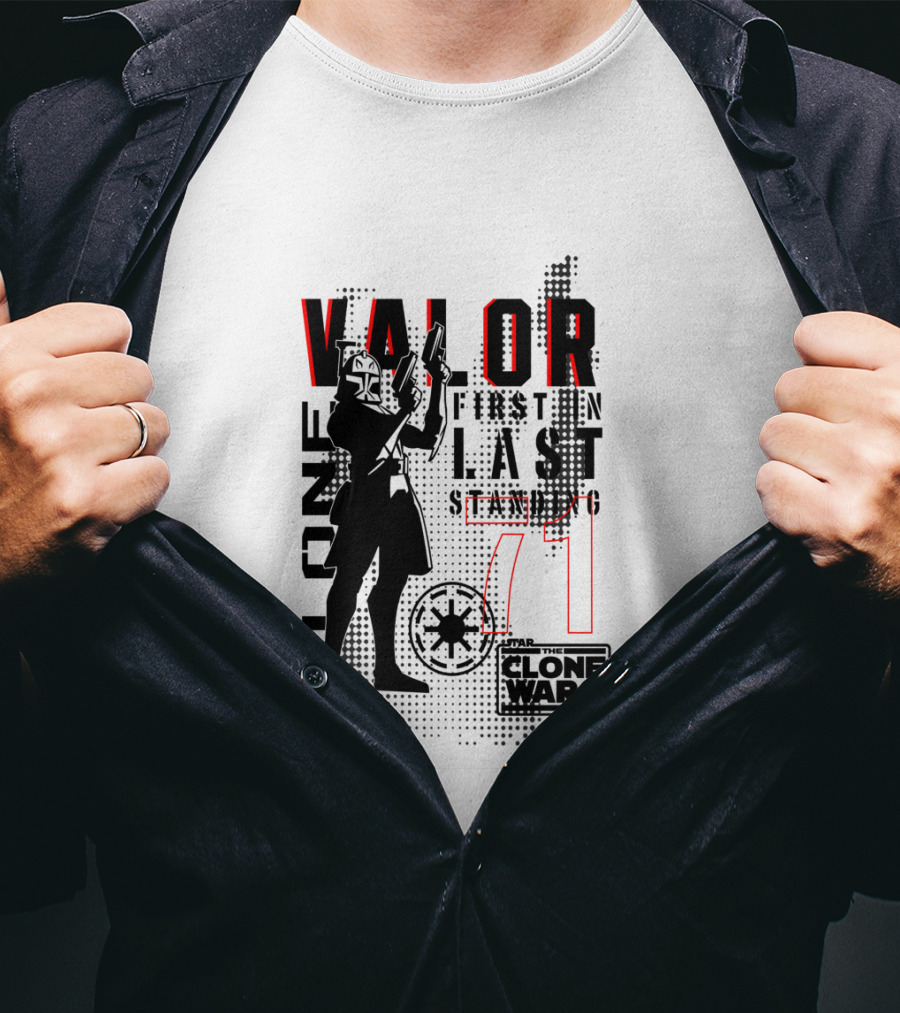 Star Wars The Clone Wars Valor First In Last Standing Clone Trooper 71 T-Shirt