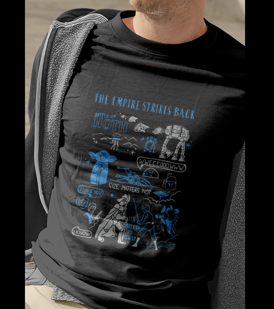 The Empire Strikes Back Battle Of Hoth Size Matters Not Star Wars Doodle T-Shirt