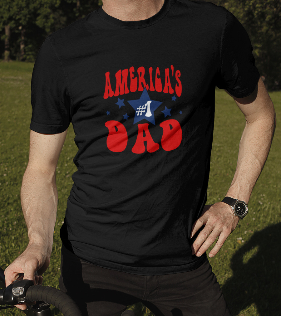 America's #1 Dad Star And Stripes Red Blue Text T-Shirt