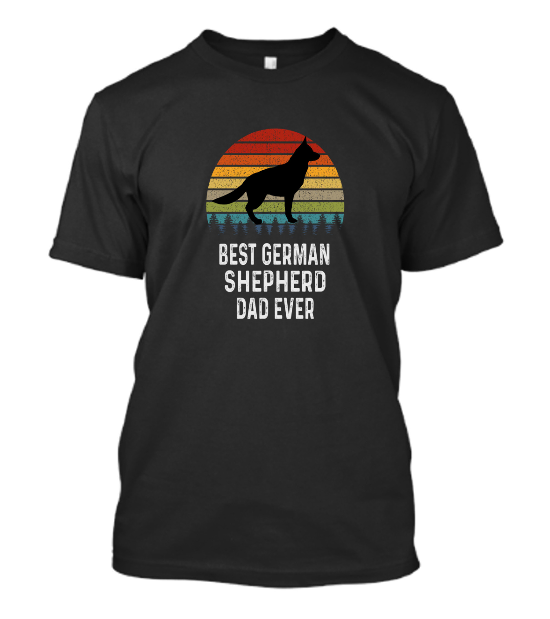 Best German Shepherd Dad Ever Retro Sunset T-Shirt