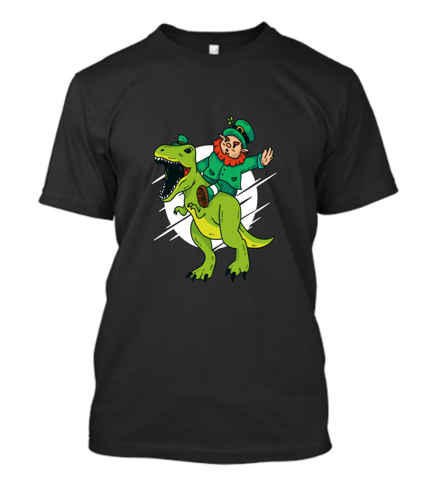 Leprechaun Riding Dinosaur Fantasy Adventure T-Shirt
