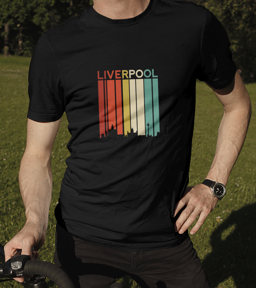 Liverpool England Skyline Retro Columns T-Shirt