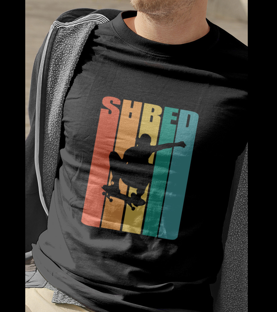 Shred Skateboarding Retro Silhouette Skate T-Shirt