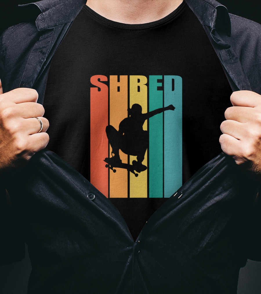 Shred Skateboarding Retro Silhouette Skate T-Shirt