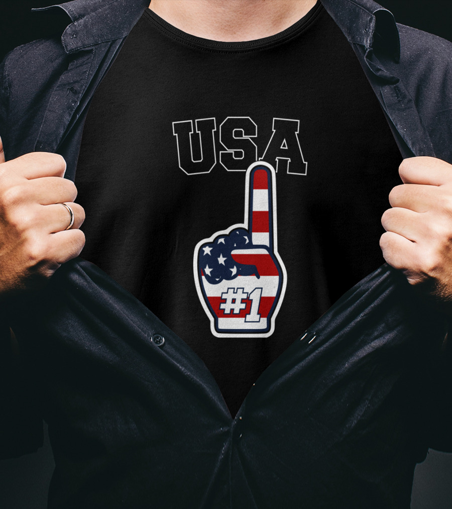 USA #1 Patriotic Foam Finger T-Shirt