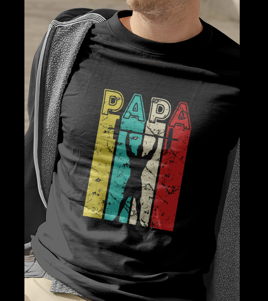 PAPA Weightlifting Silhouette Retro Colors T-Shirt