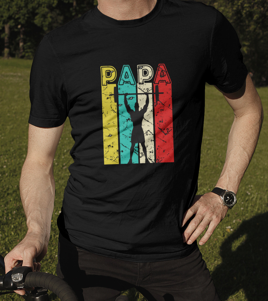PAPA Weightlifting Silhouette Retro Colors T-Shirt