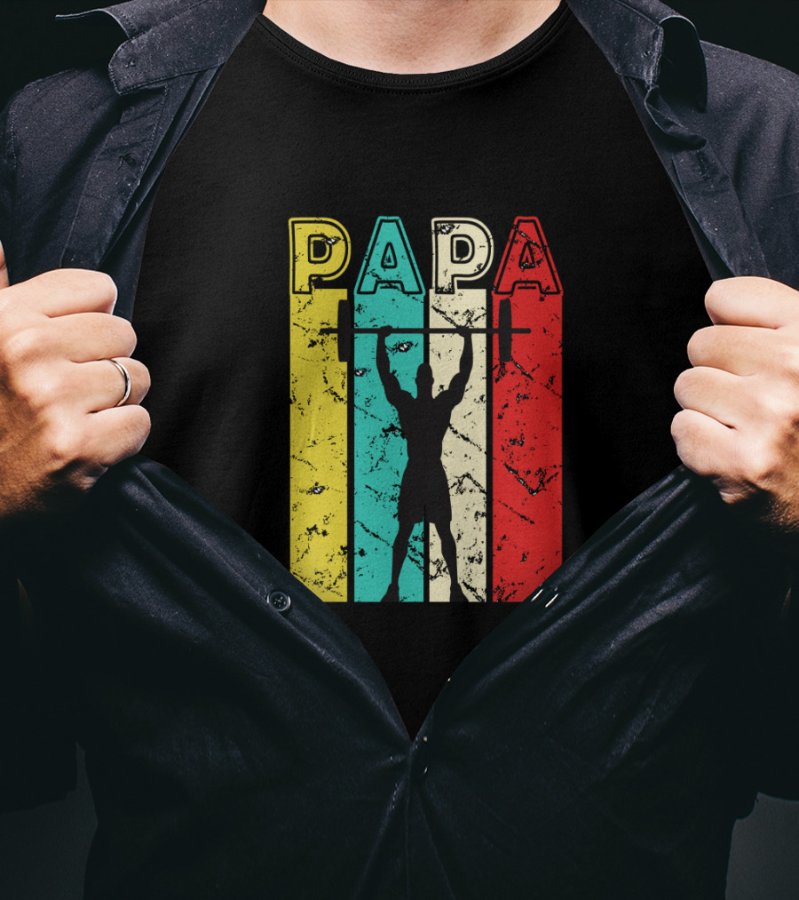 PAPA Weightlifting Silhouette Retro Colors T-Shirt