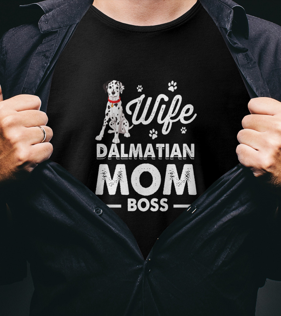 Wife Dalmatian Mom Boss Paw Prints T-Shirt