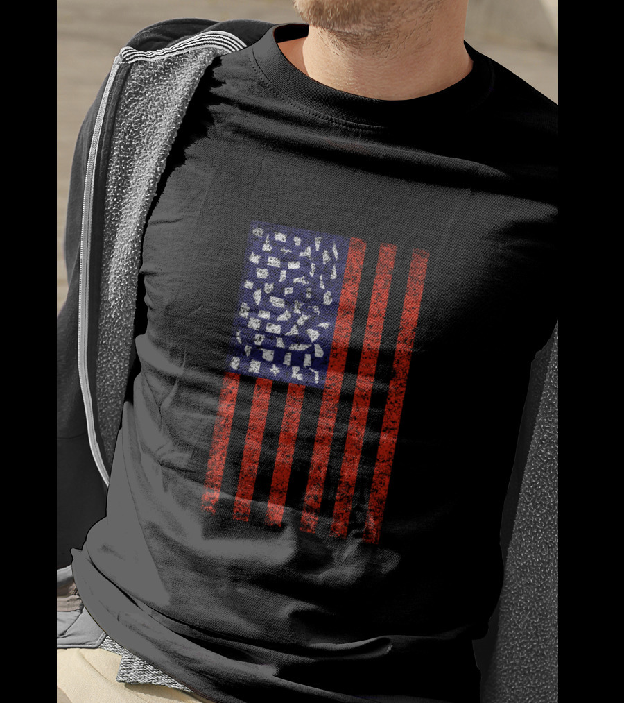 American Flag With USA States T-Shirt