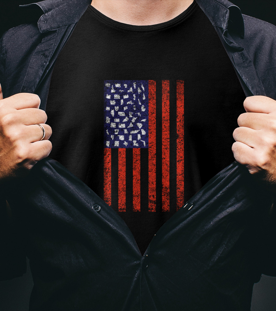 American Flag With USA States T-Shirt