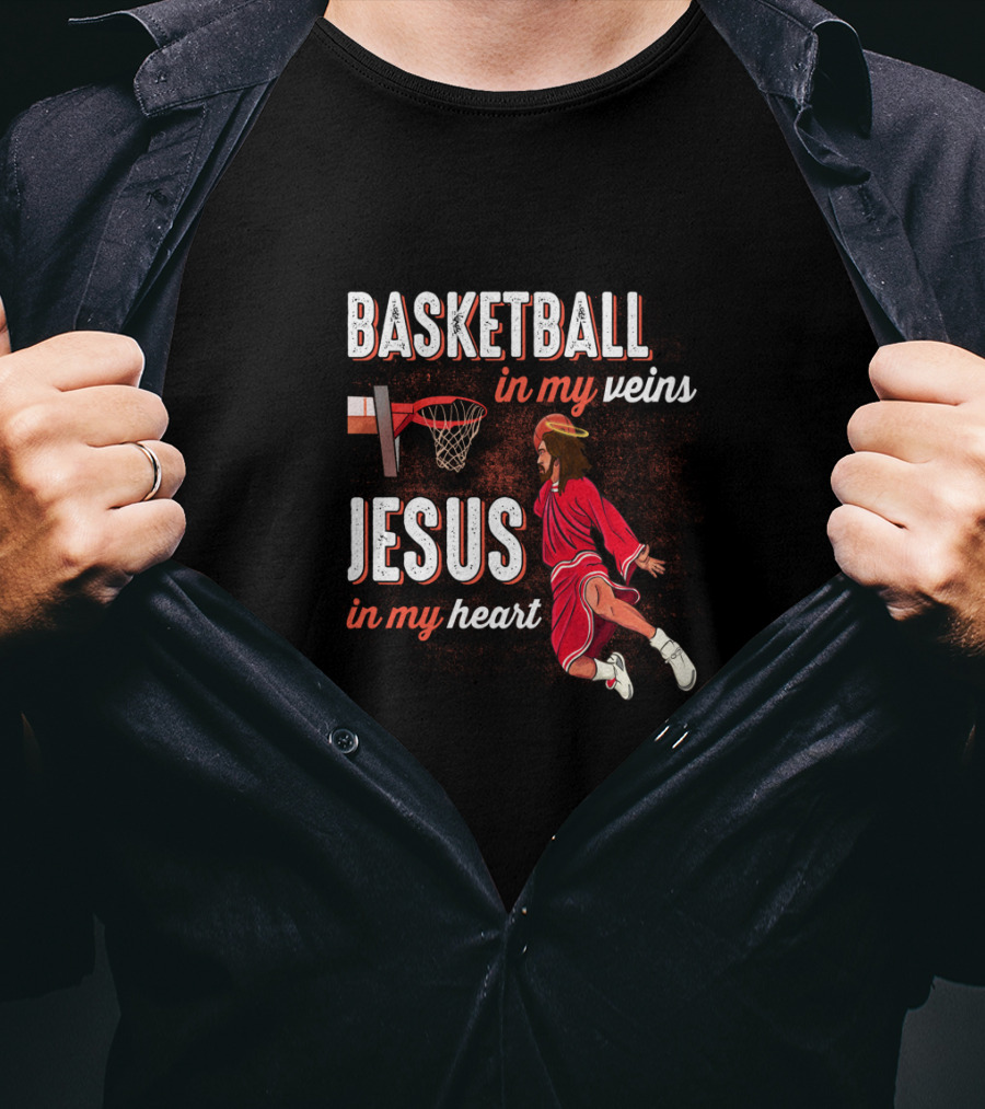 Basketball In My Veins Jesus In My Heart Dunking Player T-Shirt