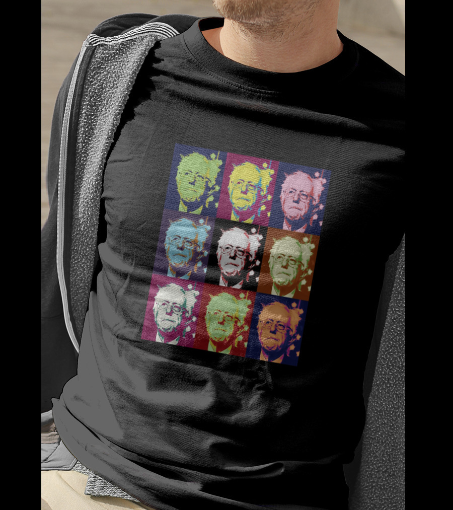 Bernie Superstar Pop Art Style Multicolor Faces T-Shirt