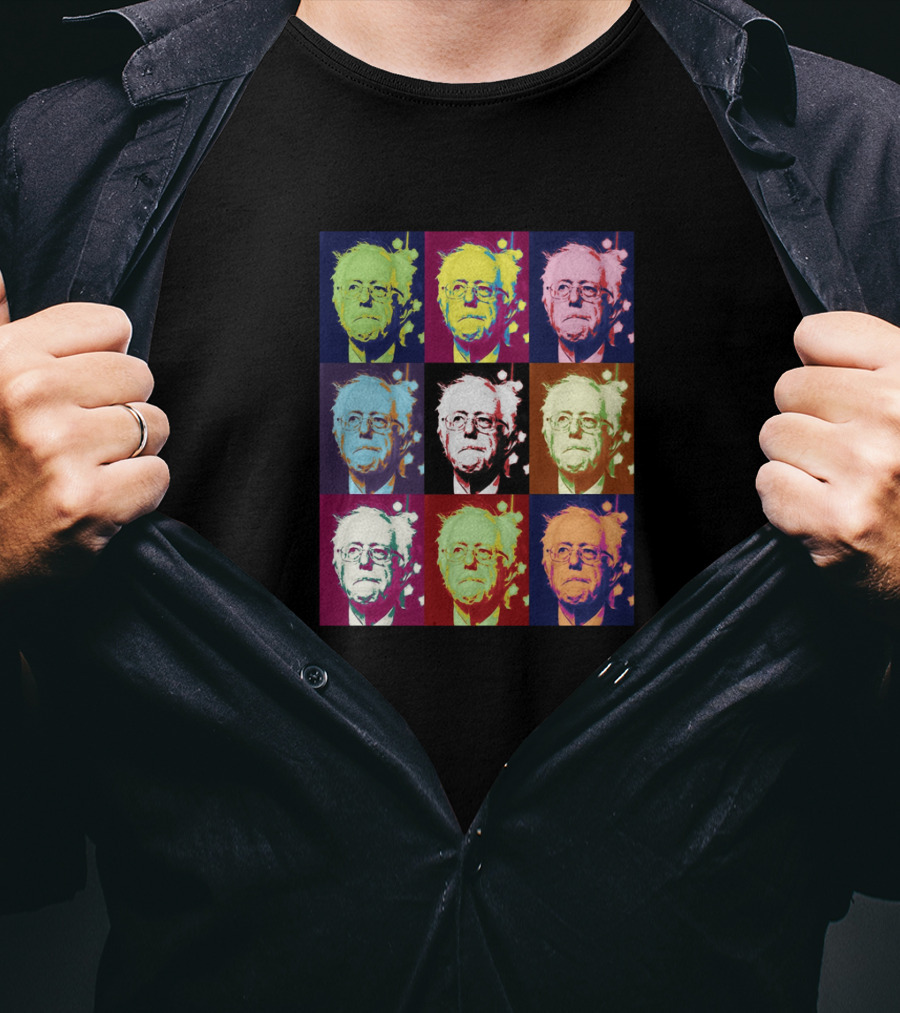Bernie Superstar Pop Art Style Multicolor Faces T-Shirt