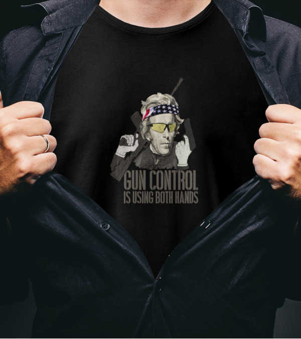 Gun Control Is Using Both Hands Andrew Jackson American Flag Sunglasses Bandana Rifle T-Shirt