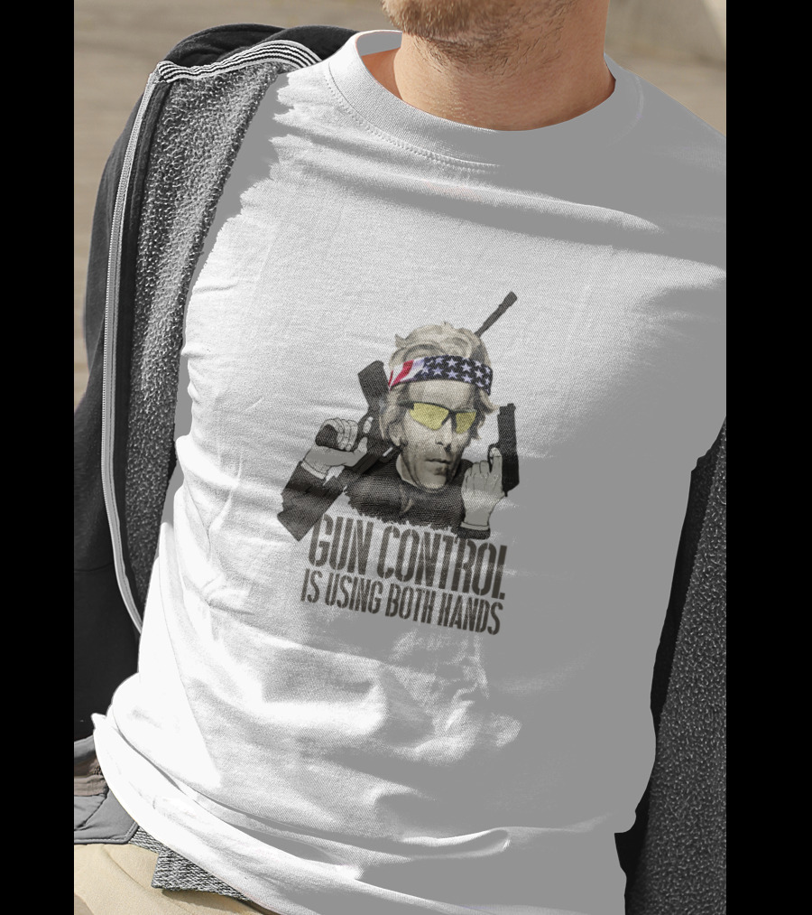 Gun Control Is Using Both Hands Andrew Jackson American Flag Sunglasses Bandana Rifle T-Shirt