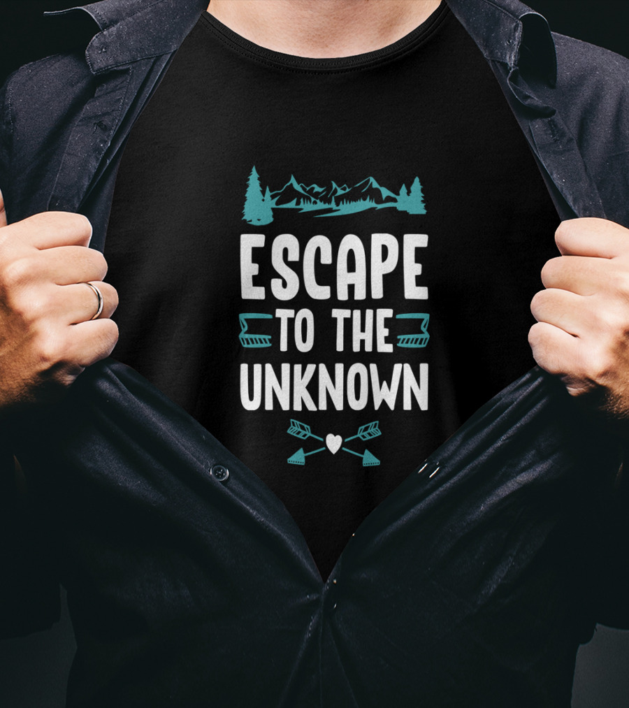 Escape To The Unknown With Mountain And Arrow Elements T-Shirt