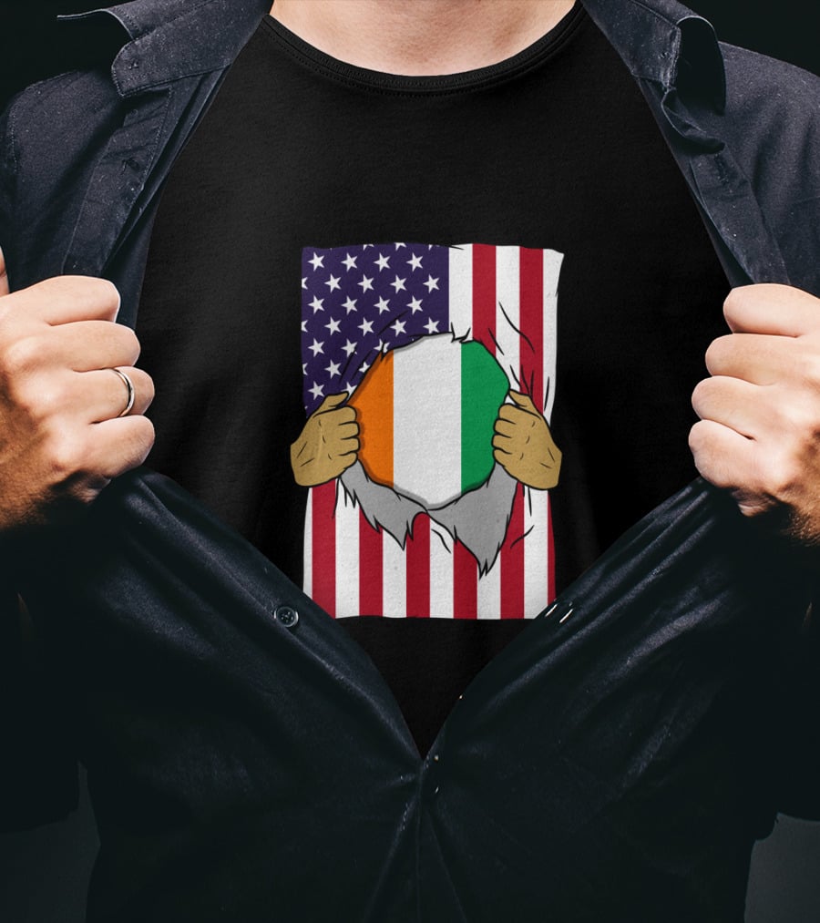 Ivory Coast Flag Inside American Flag Ivorian Pride Home T-Shirt