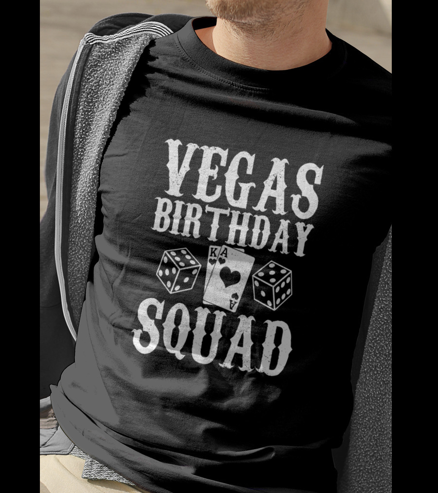 Vegas Birthday Squad Matching Group Outfit Gambling Cards Dice T-Shirt