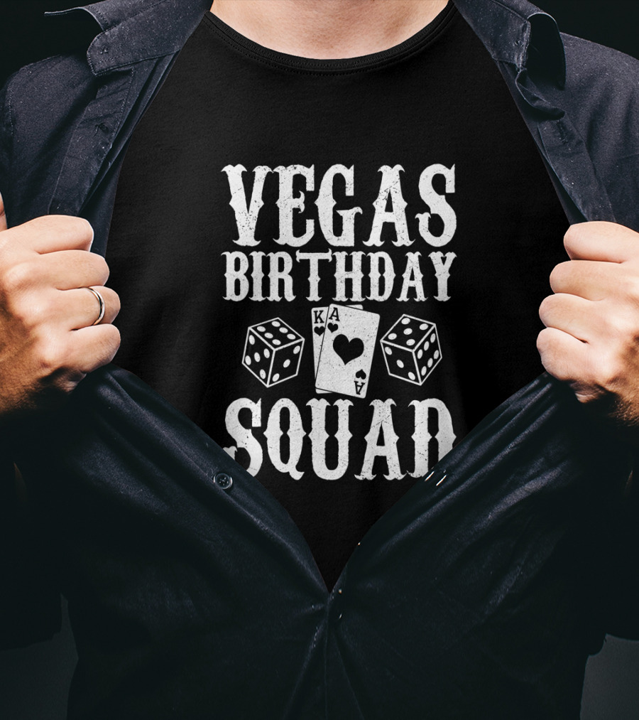 Vegas Birthday Squad Matching Group Outfit Gambling Cards Dice T-Shirt