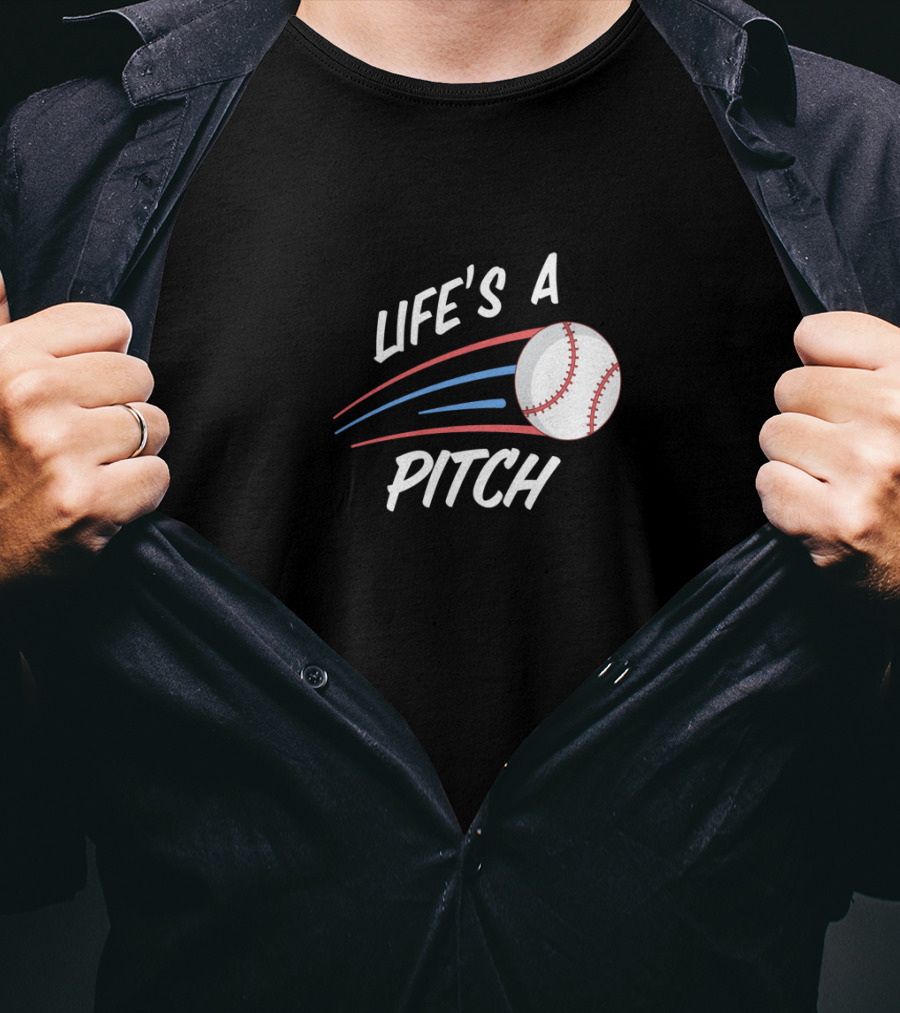 Life's A Pitch Baseball Spring Training Pitching Batting Baseball T-Shirt