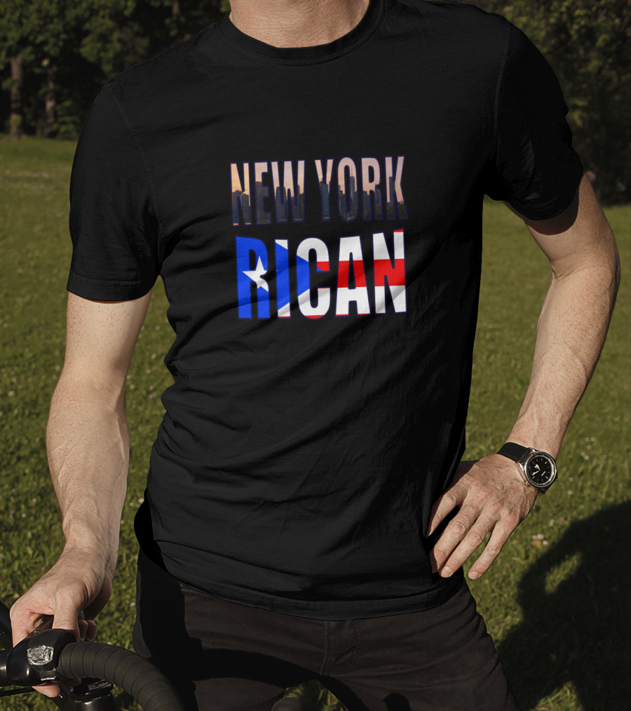 New York Rican Puerto Rico Heritage Flag Skyline T-Shirt